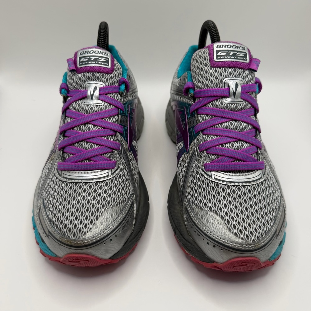 Brooks Adrenaline GTS 17 Women's Size 7 2E EX Wide Running Shoes Silver Purple - Picture 3 of 16